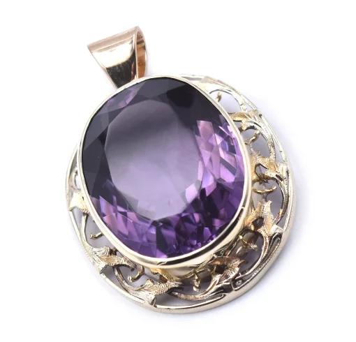 10 Karat Yellow Gold Vintage Amethyst Pendant