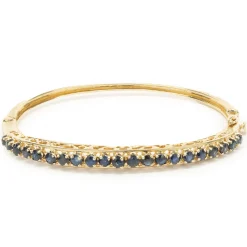 14 Karat Yellow Gold Vintage Sapphire Bangle Bracelet