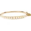 14 Karat Yellow Gold Vintage Pearl Bangle Bracelet