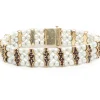 14 Karat Yellow Gold Vintage Cultured Pearl and Garnet Bracelet