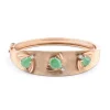 14 Karat Yellow Gold Vintage Jade Bee and Diamond Bangle Bracelet