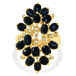 18 Karat Yellow Gold Vintage Sapphire and Diamond Cocktail Ring