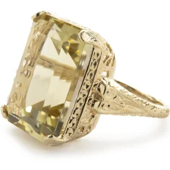 10 Karat Yellow Gold Vintage Lemon Quartz Ring