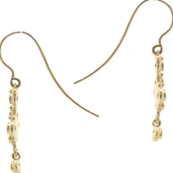 14 Karat Yellow Gold Vintage Style Bezel Set Diamond Drop Earrings