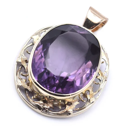 10 Karat Yellow Gold Vintage Amethyst Pendant