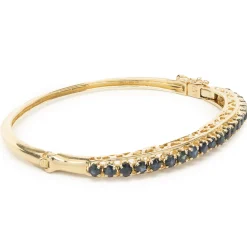 14 Karat Yellow Gold Vintage Sapphire Bangle Bracelet