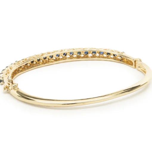 14 Karat Yellow Gold Vintage Sapphire Bangle Bracelet