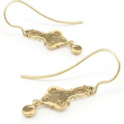 14 Karat Yellow Gold Vintage Style Bezel Set Diamond Drop Earrings