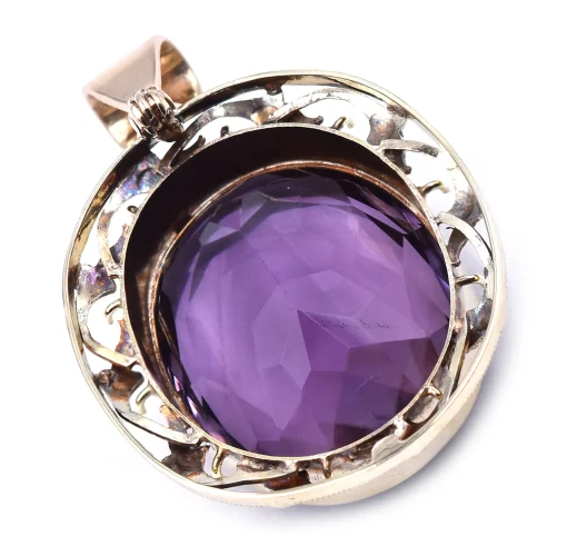 10 Karat Yellow Gold Vintage Amethyst Pendant