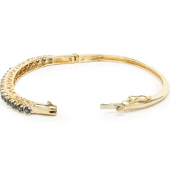 14 Karat Yellow Gold Vintage Sapphire Bangle Bracelet