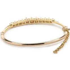 14 Karat Yellow Gold Vintage Pearl Bangle Bracelet
