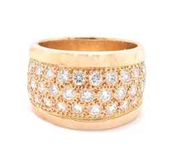 14 Karat Yellow Gold Wide Diamond Cigar Band
