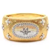 18 Karat Yellow Gold Wide Vintage Diamond Snowflake Cuff Bracelet