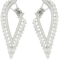 Kat Florence 18 Karat White Gold Diamond Wing Earrings