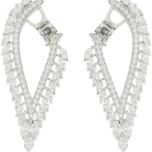 Kat Florence 18 Karat White Gold Diamond Wing Earrings