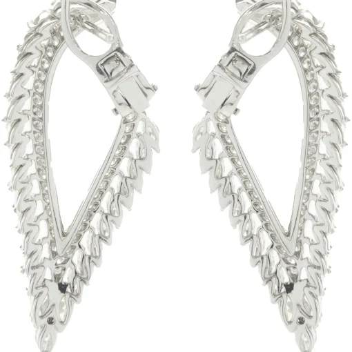 Kat Florence 18 Karat White Gold Diamond Wing Earrings