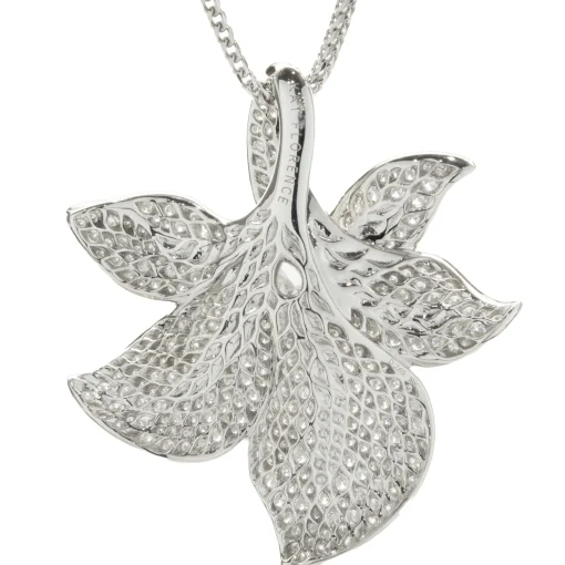 Kat Florence 18 Karat White Gold Pave Diamond Orchid Necklace