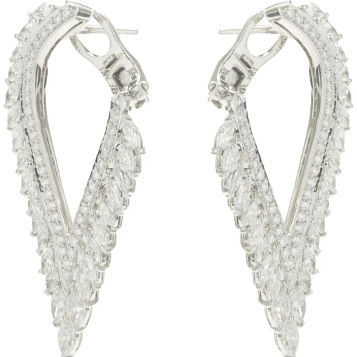 Kat Florence 18 Karat White Gold Diamond Wing Earrings