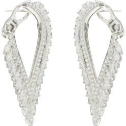 Kat Florence 18 Karat White Gold Diamond Wing Earrings
