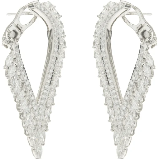 Kat Florence 18 Karat White Gold Diamond Wing Earrings