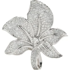 Kat Florence 18 Karat White Gold Pave Diamond Orchid Necklace