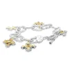 Konstantino Sterling Silver and 18 Karat Yellow Gold Five Maltese Cross Bracelet