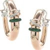 La Nouvelle Bague 18 Karat Rose Gold Green Enamel and Diamond Hoop Earrings