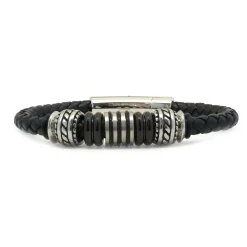 Leather Bracelet with Sterling Silver Stations