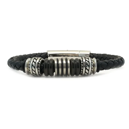 Leather Bracelet with Sterling Silver Stations