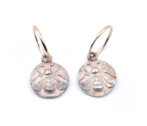 Lee Brevard 14 Karat Yellow Gold and Sterling Silver Fly Huggie Hoop Earrings
