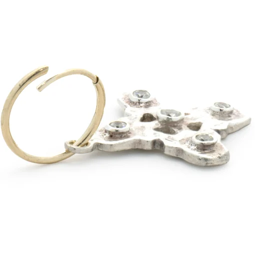 Lee Brevard Sterling Silver Five Stone Signature Cross Charm