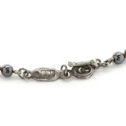 Lee Brevard Sterling Silver Smoky Topaz and Hematite Maltese Cross Necklace