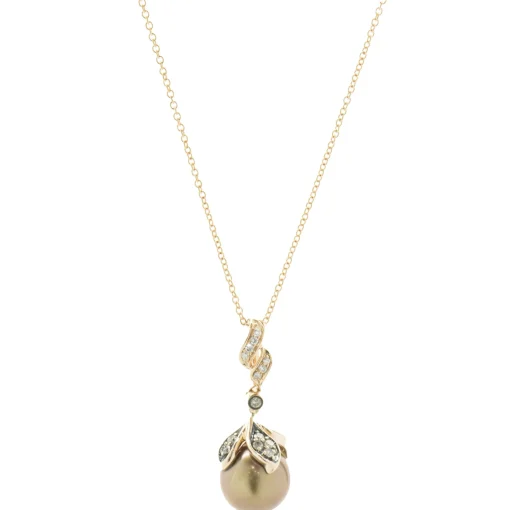 LeVian 14 Karat Rose Gold Chocolate Pearl and Chocolate Diamond Necklace