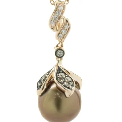 LeVian 14 Karat Rose Gold Chocolate Pearl and Chocolate Diamond Necklace