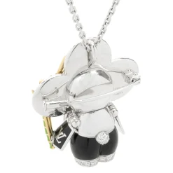 Louis Vuitton 18 Karat White Gold Vivienne Diamond, Onyx, and Lacquer Panda Necklace