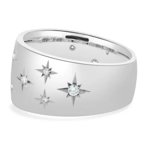 Marchesa 18 Karat White Gold Sprinkled Diamond Star Band