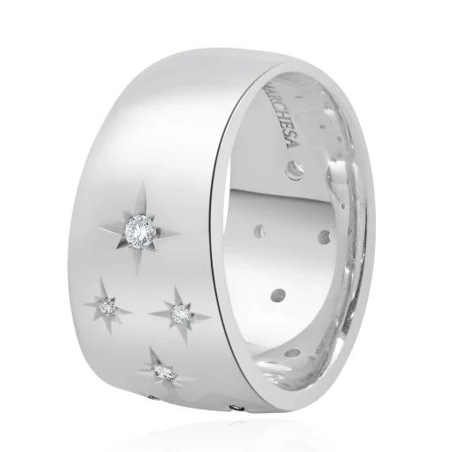 Marchesa 18 Karat White Gold Sprinkled Diamond Star Band