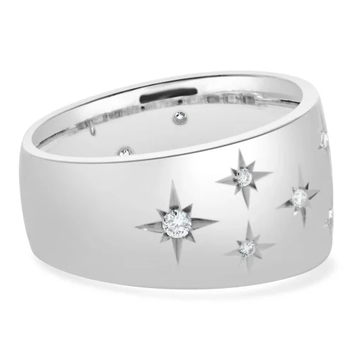 Marchesa 18 Karat White Gold Sprinkled Diamond Star Band
