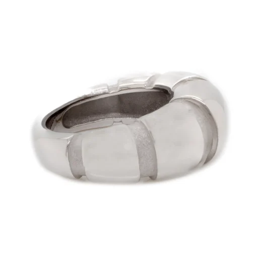 Mauboussin 18 Karat White Gold Ribbed Dome Ring