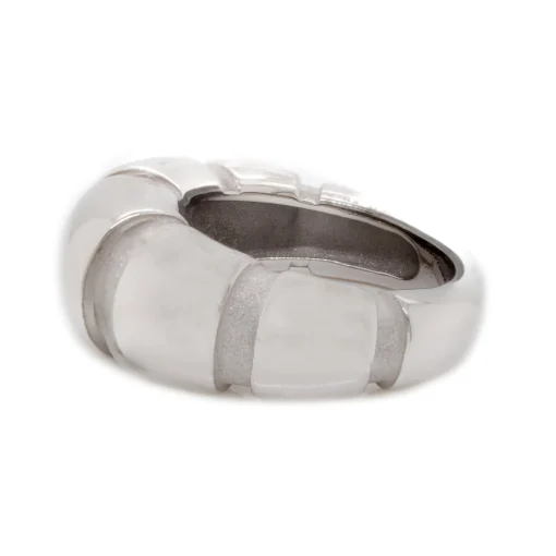 Mauboussin 18 Karat White Gold Ribbed Dome Ring