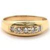 Mens 14 Karat Yellow Gold and 5 Diamond Wedding Band Size 10.5