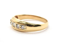Mens 14 Karat Yellow Gold and 5 Diamond Wedding Band Size 10.5
