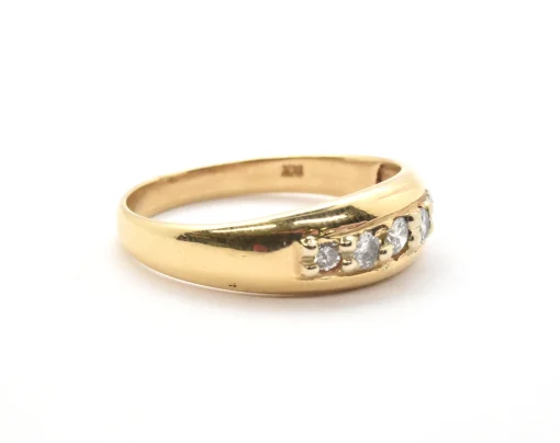 Mens 14 Karat Yellow Gold and 5 Diamond Wedding Band Size 10.5
