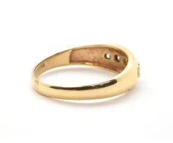 Mens 14 Karat Yellow Gold and 5 Diamond Wedding Band Size 10.5