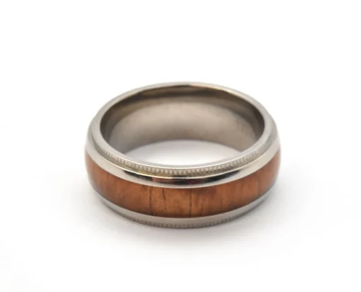Mens 8mm Titanium and Wood Inlay Wedding Band Ring Size 8.5