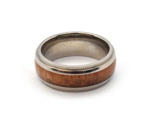 Mens 8mm Titanium and Wood Inlay Wedding Band Ring Size 8.5