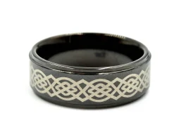 Mens 8mm Tungsten with Ceramic Design Polished Wedding Band Size 10