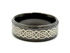 Mens 8mm Tungsten with Ceramic Design Polished Wedding Band Size 10