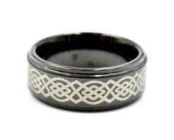 Mens 8mm Tungsten with Ceramic Design Polished Wedding Band Size 8