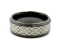 Mens 8mm Tungsten with Ceramic Design Polished Wedding Band Size 8